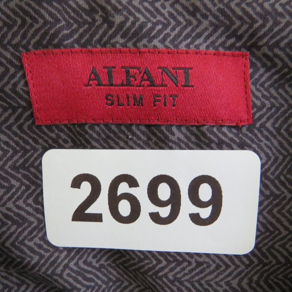 Alfani* Men's‎ Long Sleeve Button Down Curved Hem Zig Zag Design Shirt~ Large - Picture 3 of 12